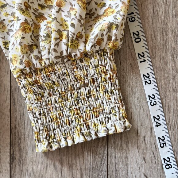 Promesa Floral Butter Yellow Smocked Midi Dress Womens Small Boho Cottagecore - Picture 8 of 16